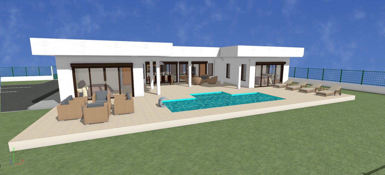 Bungalow avec piscine — Vue 3D