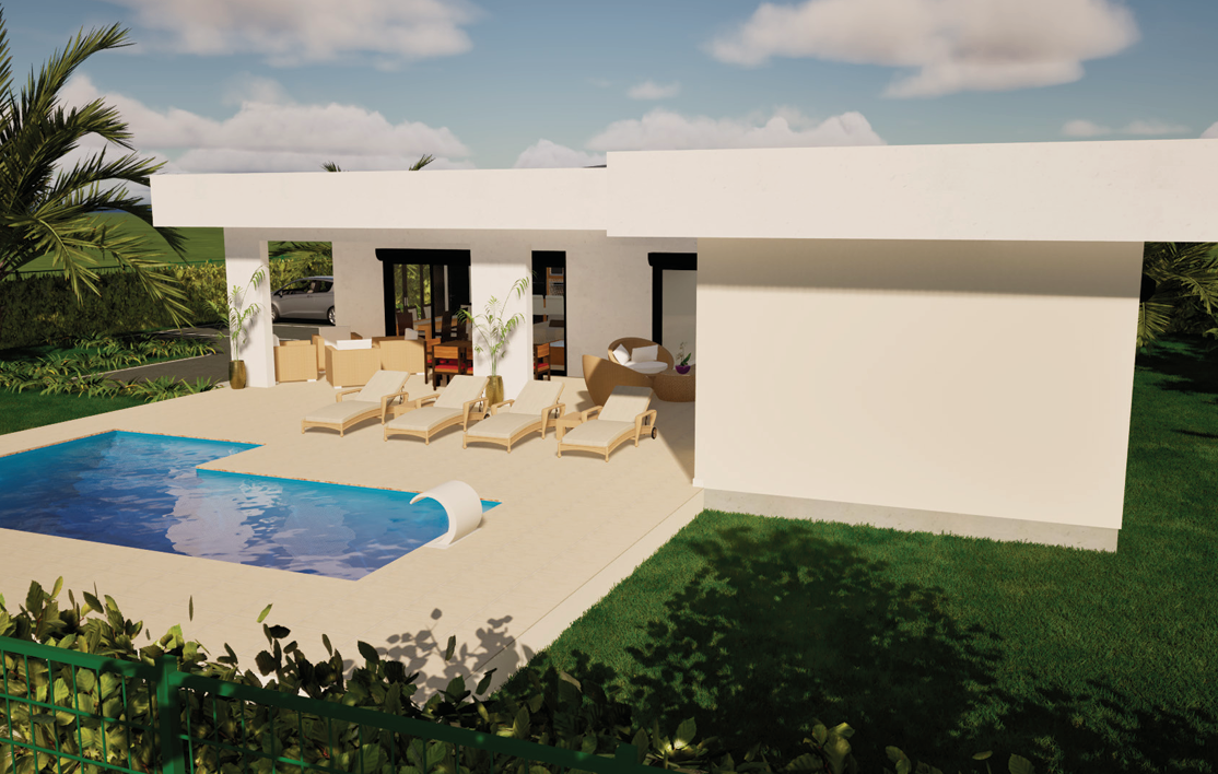 Terrasse couverte et piscine